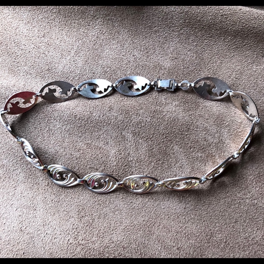 Antique signed MRE sterling silver choker necklace